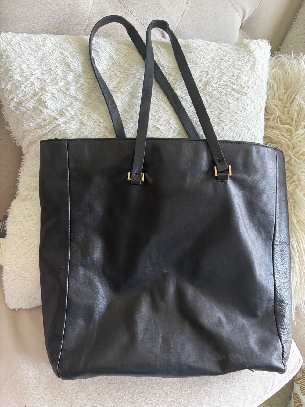 Zara Black Tote with Gold Chain Trim - Picture 2 of 3
